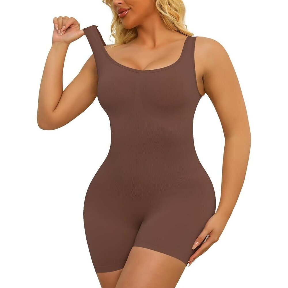 Women's Seamless Control Full Body Shaper Brown Shapewear Bodysuit Shaping